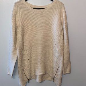 Charlotte Russe | Tan Sweater with Zipper Detailing